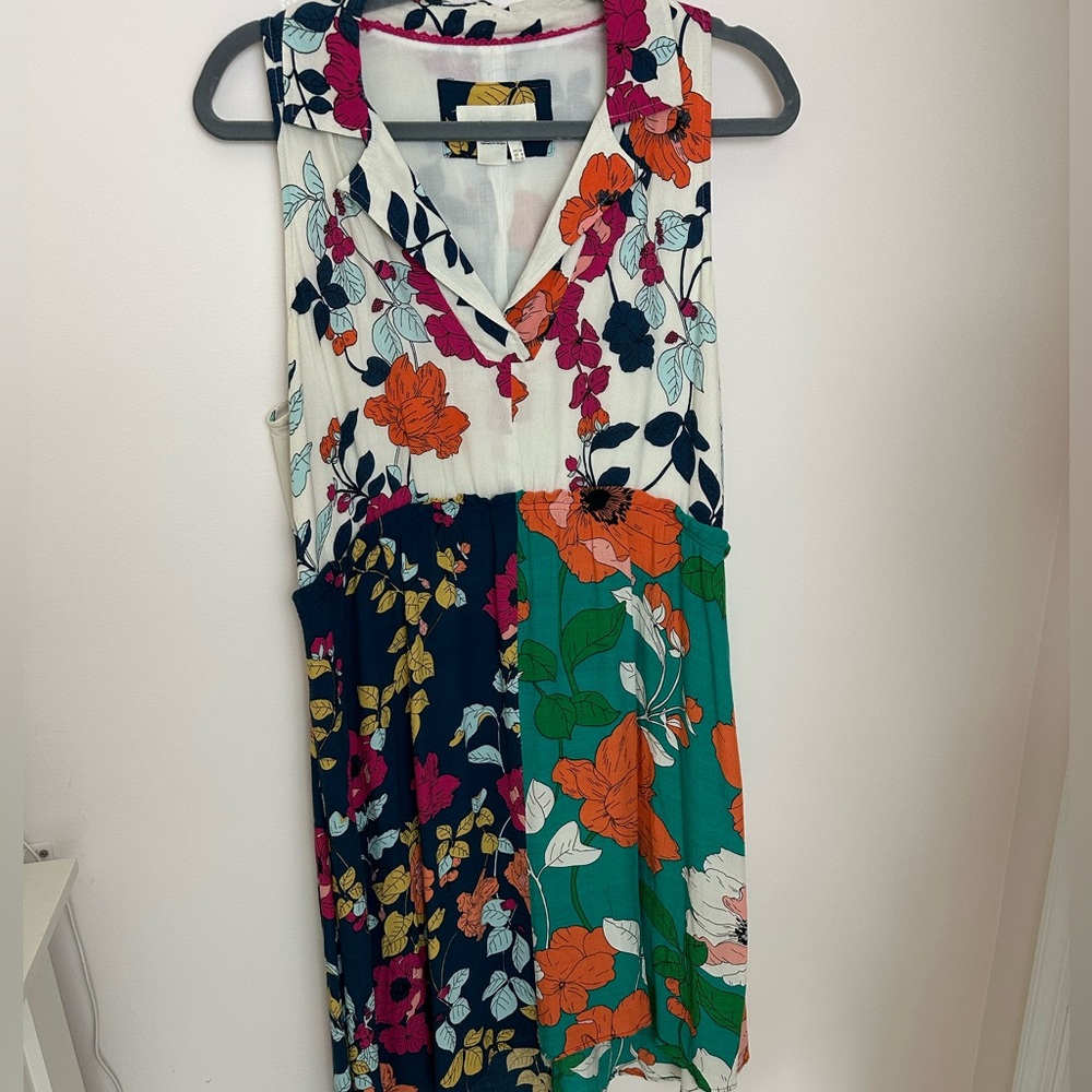 Anthropologie Dinah Collared Dress size 8 boho mixed flower print - Picture 2 of 7